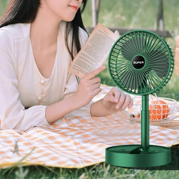 Picture of USB Rechargeable Folding Telescopic Floor Fan 3 Gears Summer Mute Cooler Desktop Fan Household Low Noise Portable Electric Fans