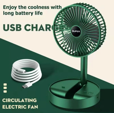 Picture of USB Rechargeable Folding Telescopic Floor Fan 3 Gears Summer Mute Cooler Desktop Fan Household Low Noise Portable Electric Fans
