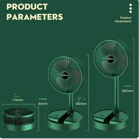 Picture of USB Rechargeable Folding Telescopic Floor Fan 3 Gears Summer Mute Cooler Desktop Fan Household Low Noise Portable Electric Fans