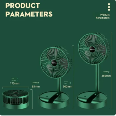 Picture of USB Rechargeable Folding Telescopic Floor Fan 3 Gears Summer Mute Cooler Desktop Fan Household Low Noise Portable Electric Fans