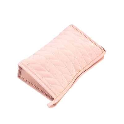 Picture of Herringbone Trapezoid Cosmetic Bag-Pink
