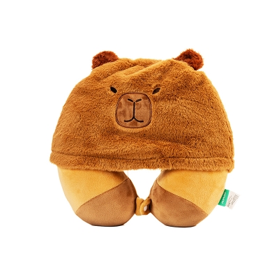 Picture of Cute Capybara Hooded Memory Foam U-Shaped Neck Pillow