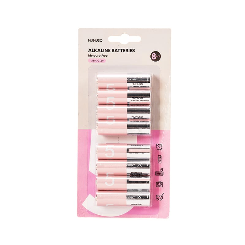 Picture of MUMUSO Bangladesh AA Mercury Free Alkaline Battery 8 Pack   Pink & Gray