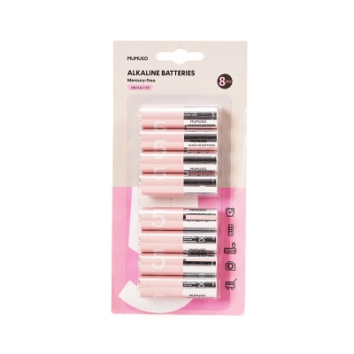 Picture of MUMUSO Bangladesh AA Mercury Free Alkaline Battery 8 Pack   Pink & Gray