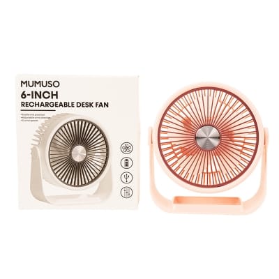 Picture of MUMUSO Bangladesh 6 Inch Rechargeable Desk Fan Pink