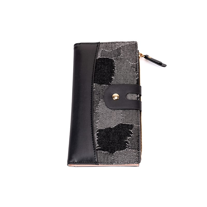Picture of Long Denim Bifold Wallet (Black)
