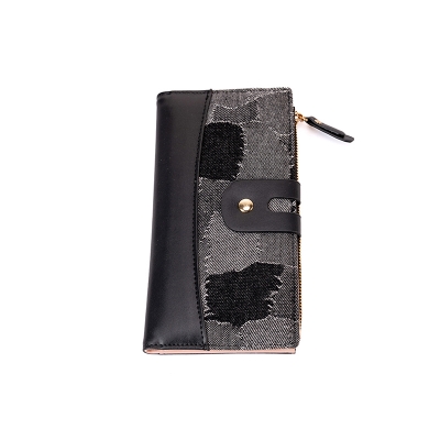 Picture of Long Denim Bifold Wallet (Black)
