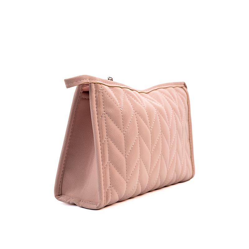 Picture of Herringbone Trapezoid Cosmetic Bag-Pink