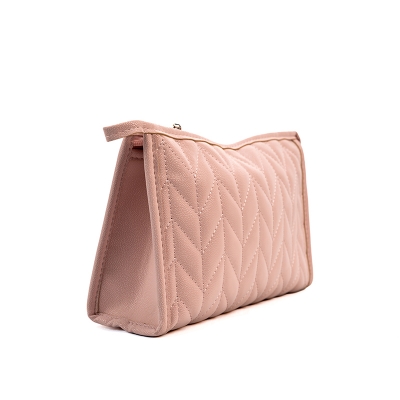 Picture of Herringbone Trapezoid Cosmetic Bag-Pink