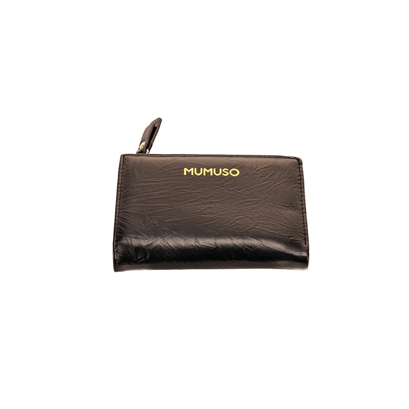 Picture of Crinkle Pattern Short Soft Leather Bifold Wallet-Black