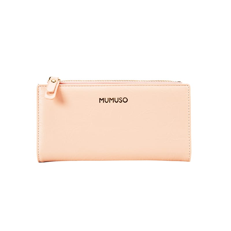 Picture of Crinkle Pattern Long Soft Leather Bifold Wallet-Pink