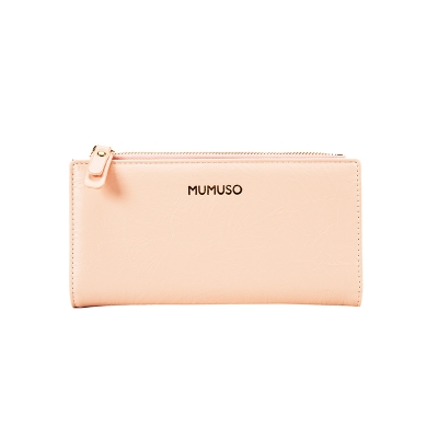 Picture of Crinkle Pattern Long Soft Leather Bifold Wallet-Pink