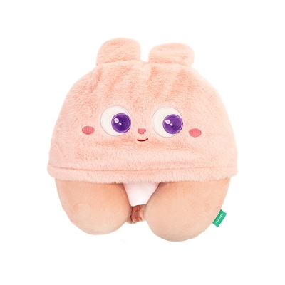 Picture of Memory Foam U-Shaped Neck Pillow with Hood (Rabbit)
