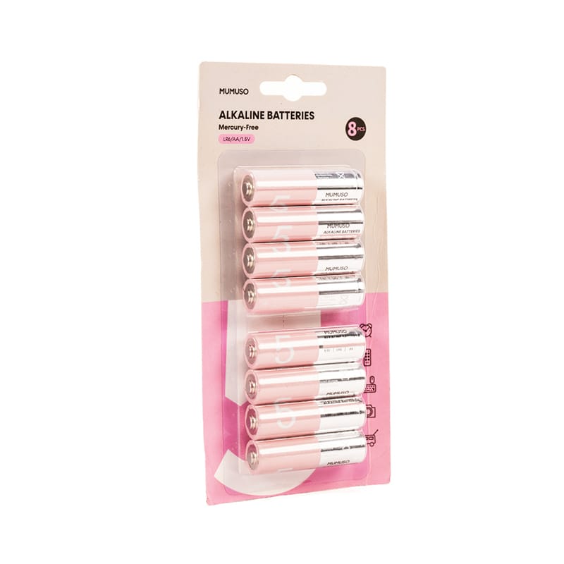 Picture of MUMUSO Bangladesh AA Mercury Free Alkaline Battery 8 Pack   Pink & Gray