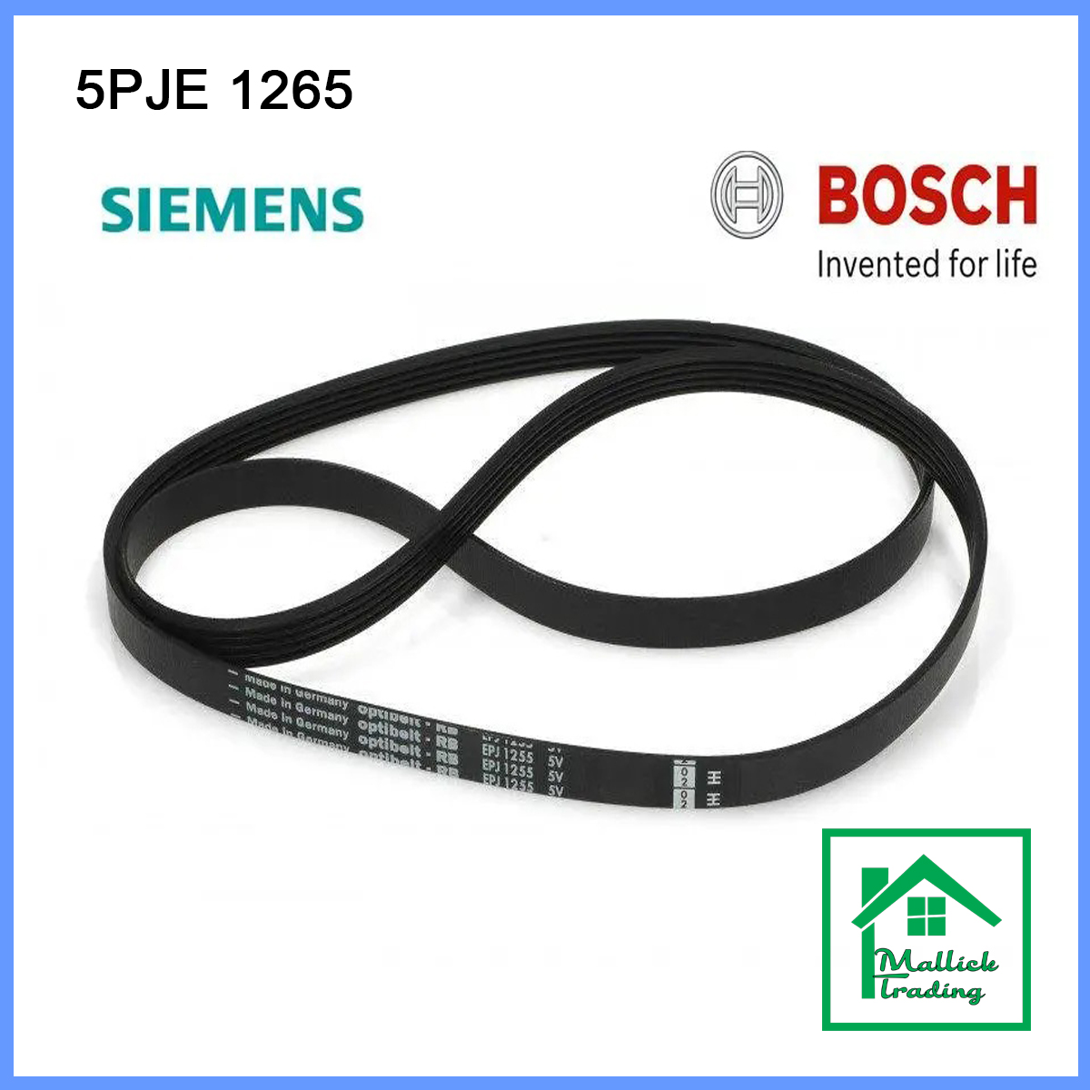 washing machine belt, top loading, front loader, washing machine, belt, belts, drive belt, 5 PJE 1265.