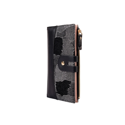 Picture of Long Denim Bifold Wallet (Black)