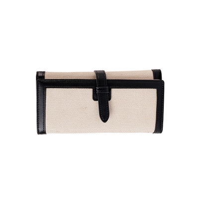 Picture of Color Blocking Long Canvas Trifold Wallet-Black