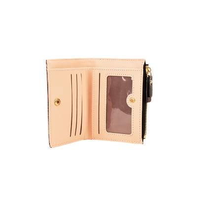 Picture of Crinkle Pattern Short Soft Leather Bifold Wallet-Black