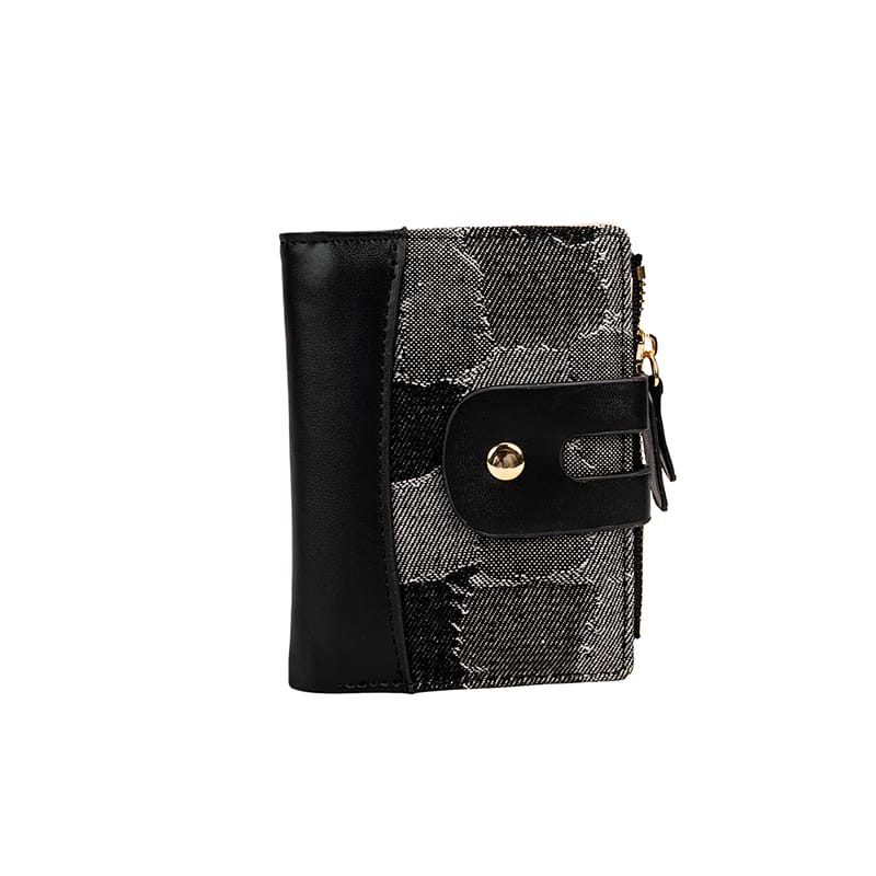 Picture of Short Denim Bifold Wallet (Black)