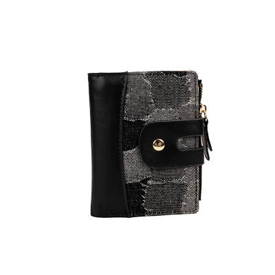 Picture of Short Denim Bifold Wallet (Black)