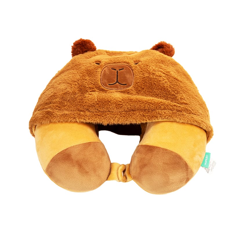 Picture of Cute Capybara Hooded Memory Foam U-Shaped Neck Pillow