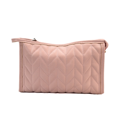 Picture of Herringbone Trapezoid Cosmetic Bag-Pink