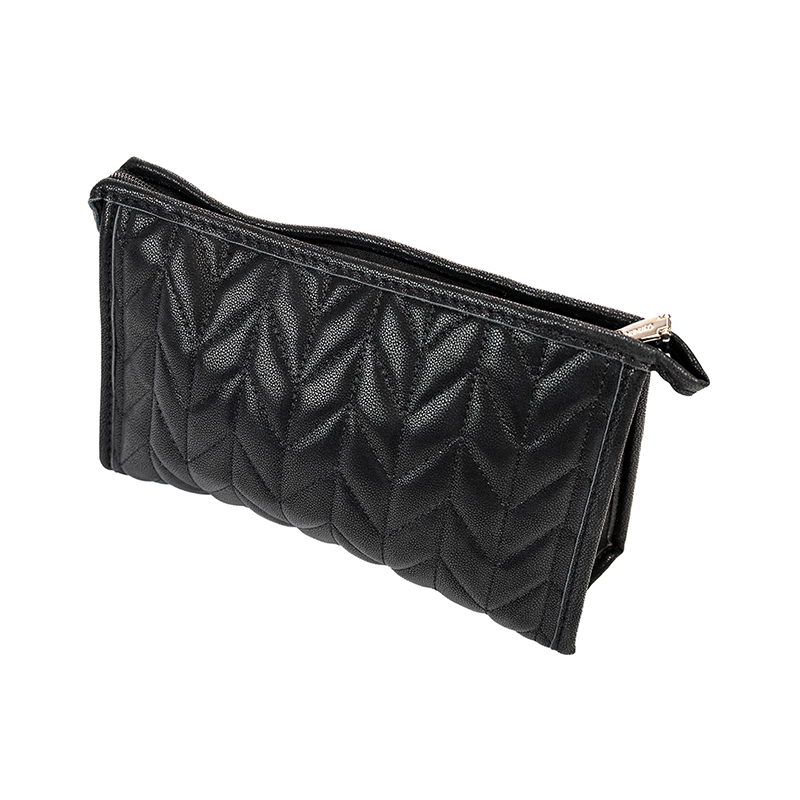 Picture of Herringbone Trapezoid Cosmetic Bag- Black