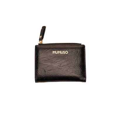 Picture of Crinkle Pattern Short Soft Leather Bifold Wallet-Black