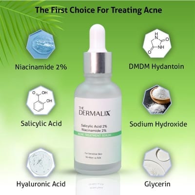 Picture of The Dermalix Salicylic Acid 2% + Niacinamide 2% Acne Treatment Serum 30ml