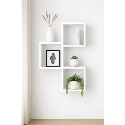 Picture of Modern Geometric White Wall Shelf – 24 × 16 Inches-White