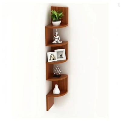Picture of Modern 5-Tier Corner Wall Shelf – 48 × 8 × 8 Inches-Cherry