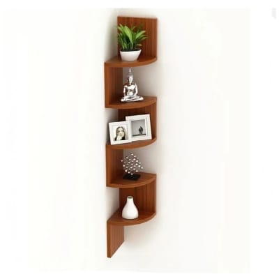 Picture of Modern 5-Tier Corner Wall Shelf – 48 × 8 × 8 Inches-Cherry