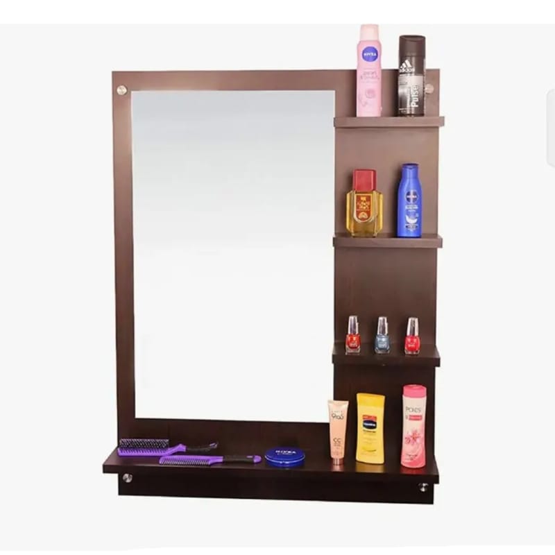 Picture of Modern Wall-Mounted Mirror Shelf with Storage