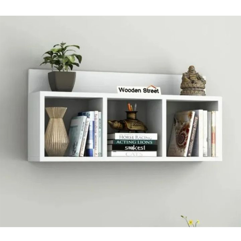 Picture of Modern Wooden Wall Shelf with 3 Compartments-White
