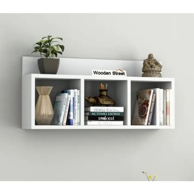 Picture of Modern Wall-Mounted Bookshelf – 30 × 12 × 6 Inches-White