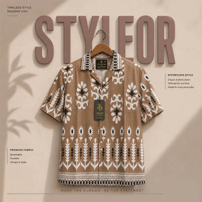 Picture of Brown Half Shirt-Clothing Size-42