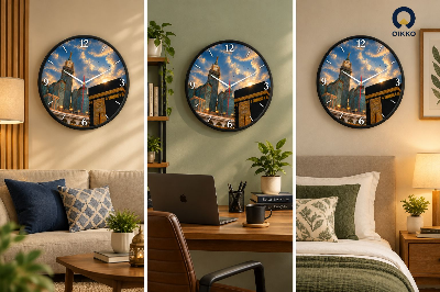 Picture of OIKKO 12 Inch Makkah Clock Tower & Kaaba Wall Clock (Model 58) -12 inchies  