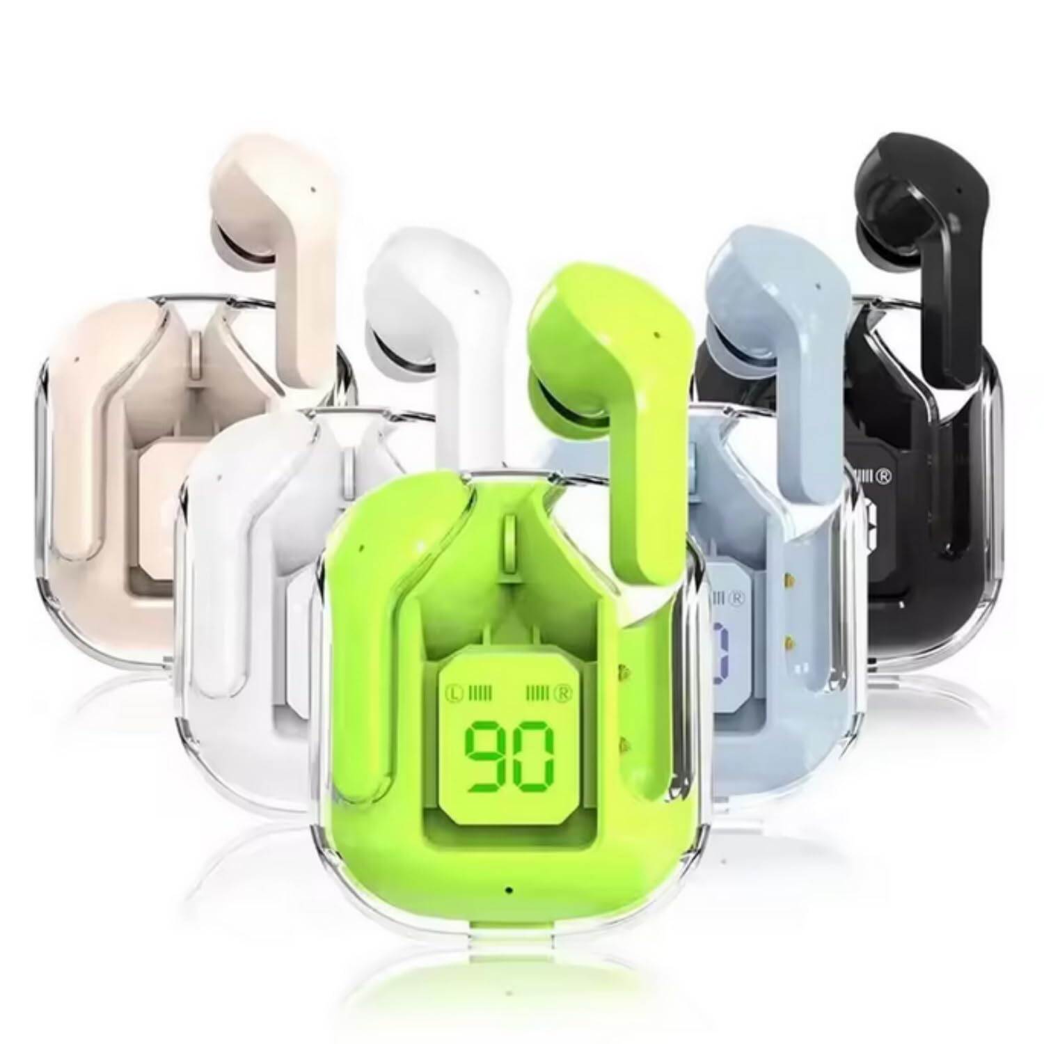 Picture of Tws Ultrapods Max Wireless 5.3 Waterproof Earbuds With Display Transparent Design.-Blue