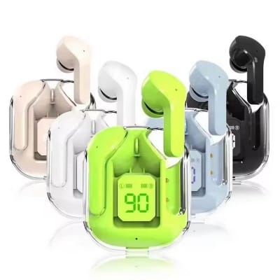 Picture of Tws Ultrapods Max Wireless 5.3 Waterproof Earbuds With Display Transparent Design.-Blue