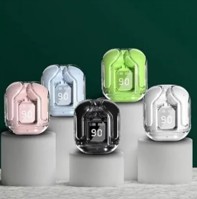 Picture of Tws Ultrapods Max Wireless 5.3 Waterproof Earbuds With Display Transparent Design.-Blue