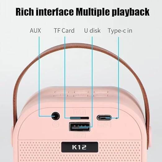Picture of K12 Speaker Machine Bluetooth-Compatible Wireless Karaoke Mic Speaker Multi-Compatibility Modes, RGB Lights | Party POP Bluetooth Speaker with Mic-Multicolor
