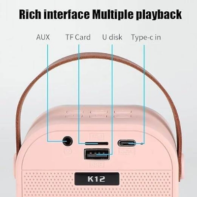 Picture of K12 Speaker Machine Bluetooth-Compatible Wireless Karaoke Mic Speaker Multi-Compatibility Modes, RGB Lights | Party POP Bluetooth Speaker with Mic-Multicolor