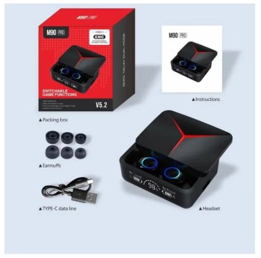 Picture of M90 Pro Earbuds TWS Earphone Touch Control Wireless Bluetooth 5.2 Headphone with Enviroment Noice Cancellation - - Air Buds - Tws-Black