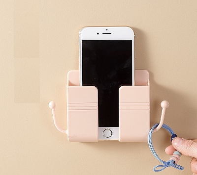 Picture of Mobile Phone Charging Hanging Holder Multifunction Wall Mounted Plug Bracket Remote Control Mounted Storage Box-Multicolor
