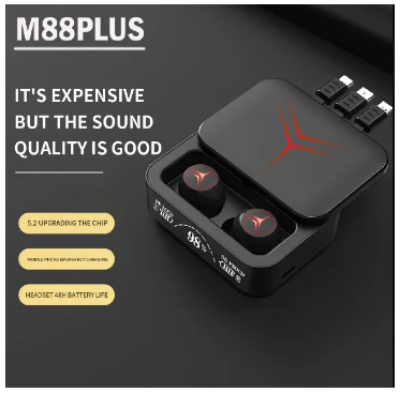 Picture of New TWS V5.3 M88 Plus TWS True Wireless Stereo Mic Gamer Headset LED Display 2000Mah Power Bank Headphones Earphones Gaming Earbuds-Black