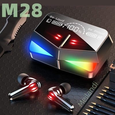 Picture of M28 TWS Bluetooth 5.1 Gaming Headset Dual Mode Wireless Earphones Sports Stereo Sound Low Latency LED Digital Display Smart Touch Earphone-Multicolor