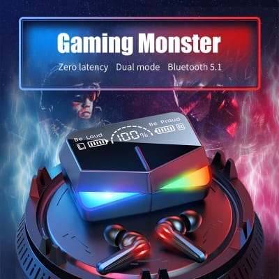 Picture of M28 TWS Bluetooth 5.1 Gaming Headset Dual Mode Wireless Earphones Sports Stereo Sound Low Latency LED Digital Display Smart Touch Earphone-Multicolor
