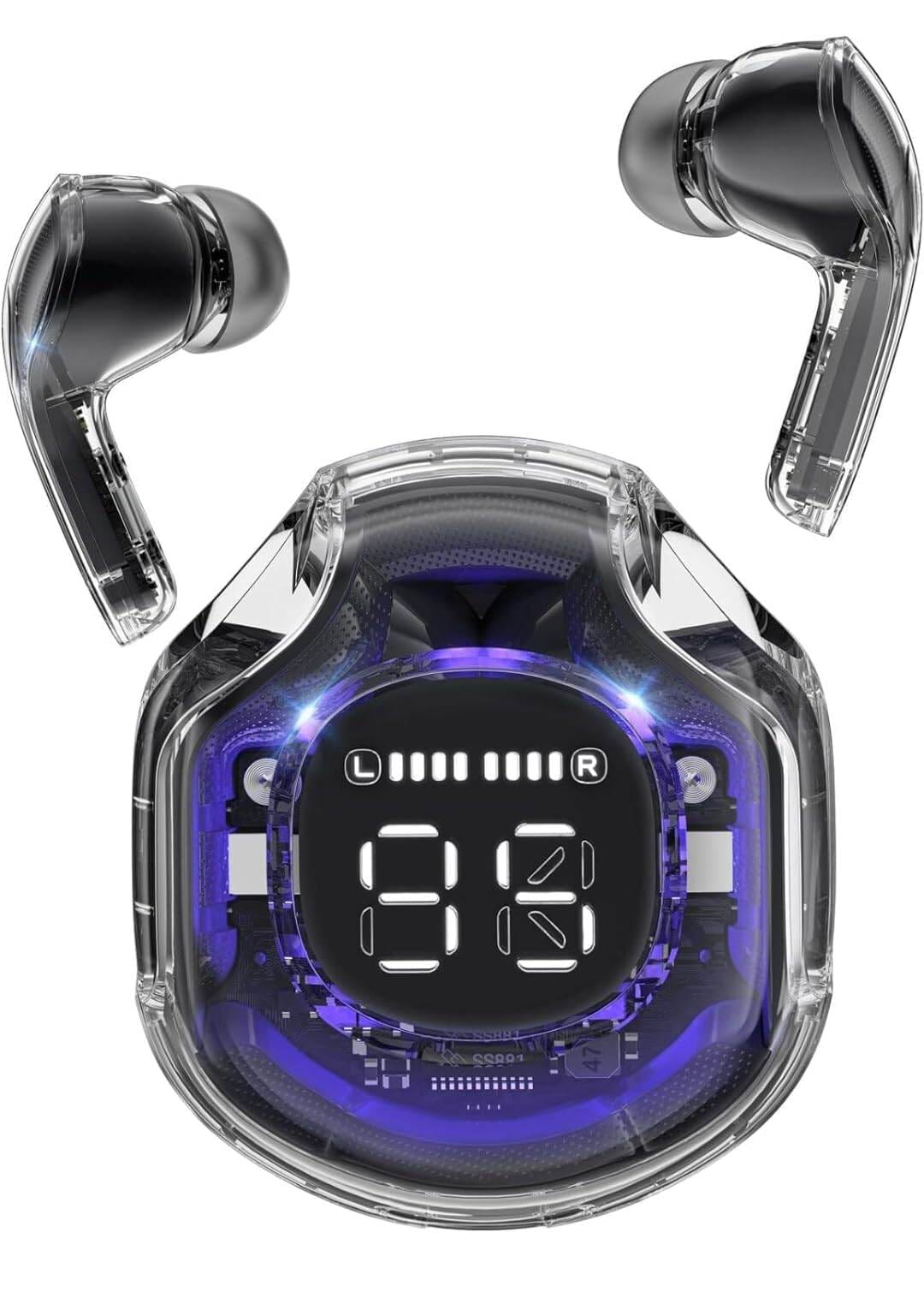Picture of Ultrapods Pro TWS Earbud, Bluetooth Earbuds with Display, Transparent Design-Black