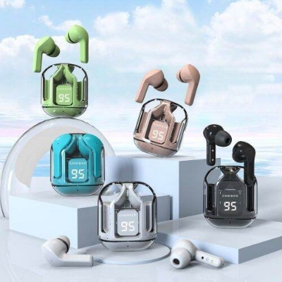 Picture of Wireless in-Ear Buds with LED Display, Noise-Canceling Bluetooth Earphones, Sport Earbuds Compatible with Apple/Android, TV, Laptop – White-White