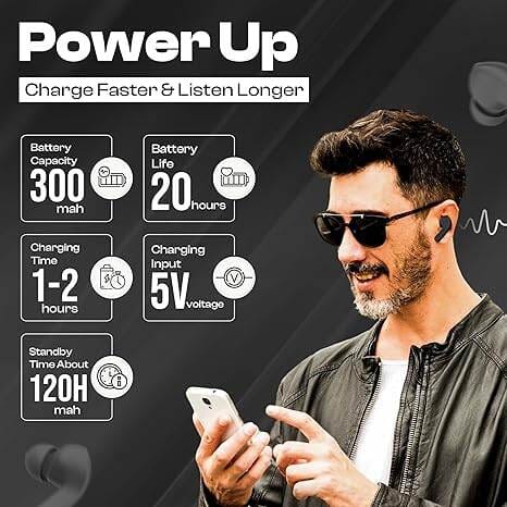 Picture of Wireless in-Ear Buds with LED Display, Noise-Canceling Bluetooth Earphones, Sport Earbuds Compatible with Apple/Android, TV, Laptop – White-White